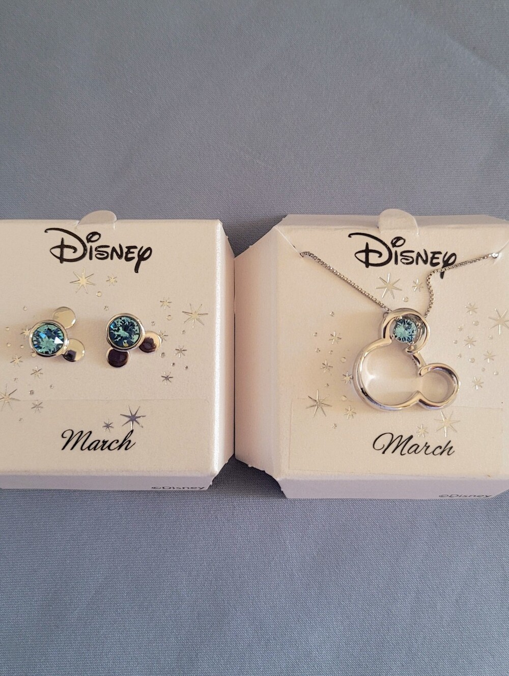 Disney March Birthstone Mickey Mouse Earrings - Blue Crystal Studs